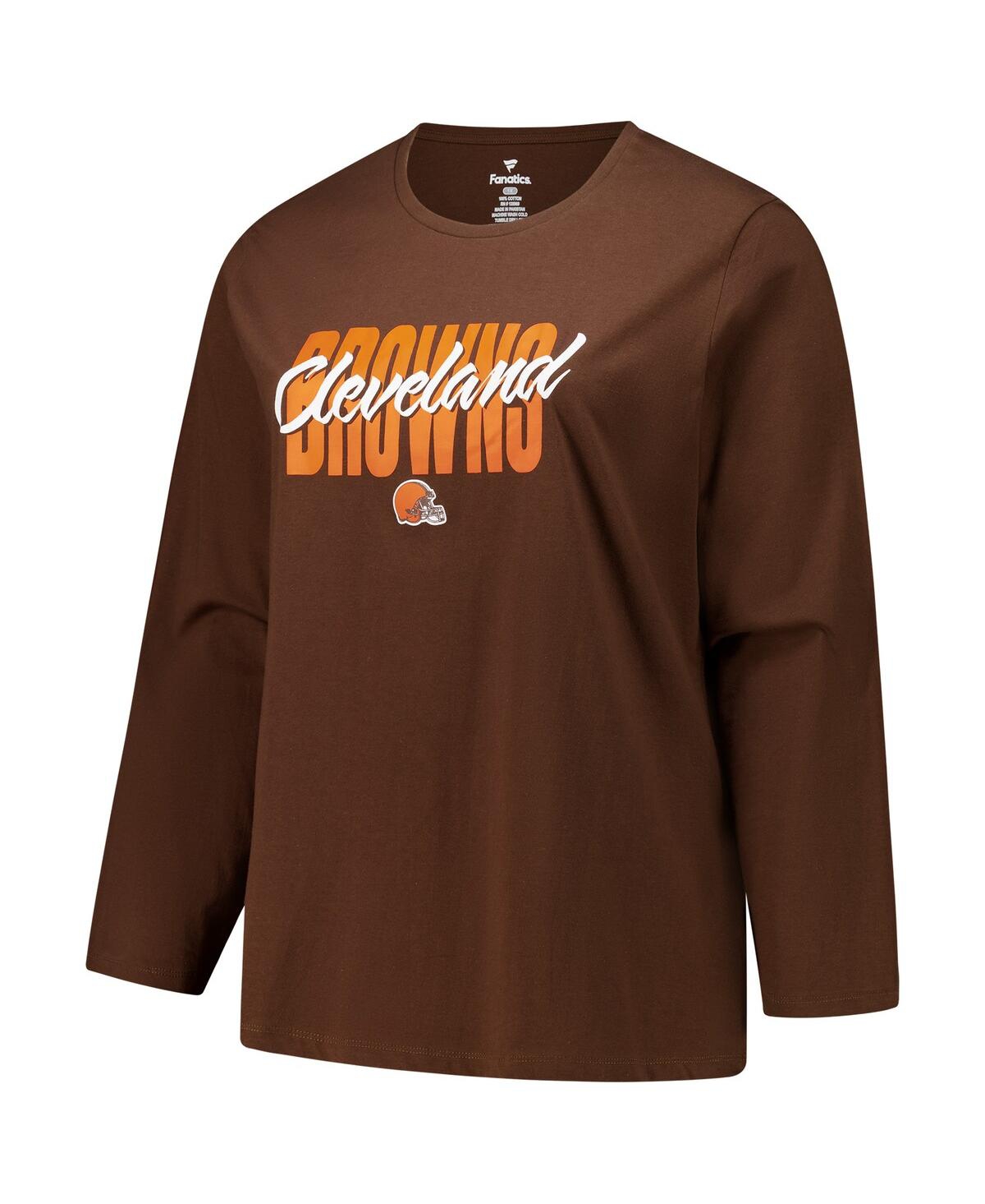 Fanatics Women's Brown Cleveland Browns Long Sleeve Scoop Neck T-shirt In Brown