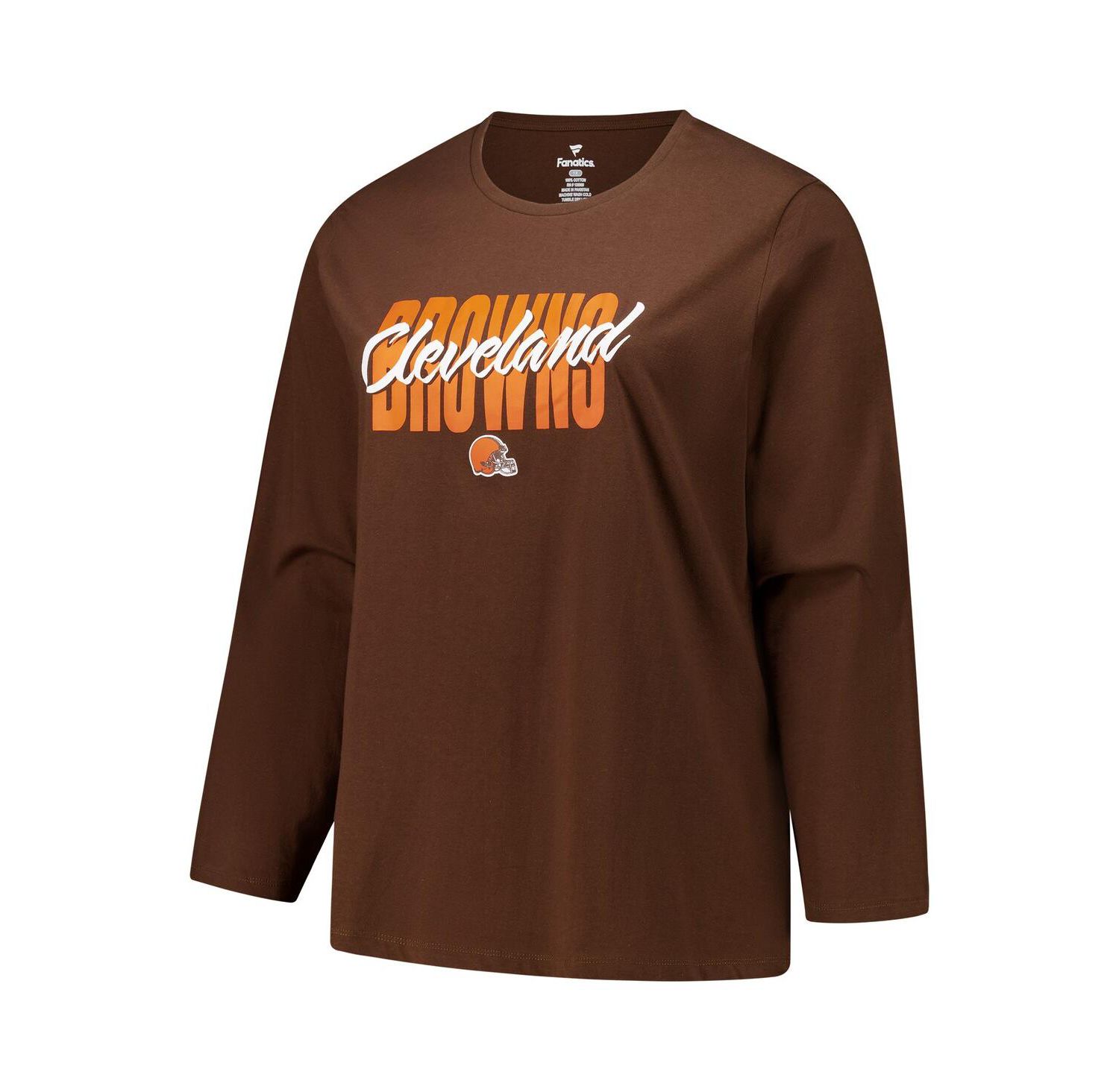 Women's Brown Cleveland Browns Long Sleeve Scoop Neck T-Shirt