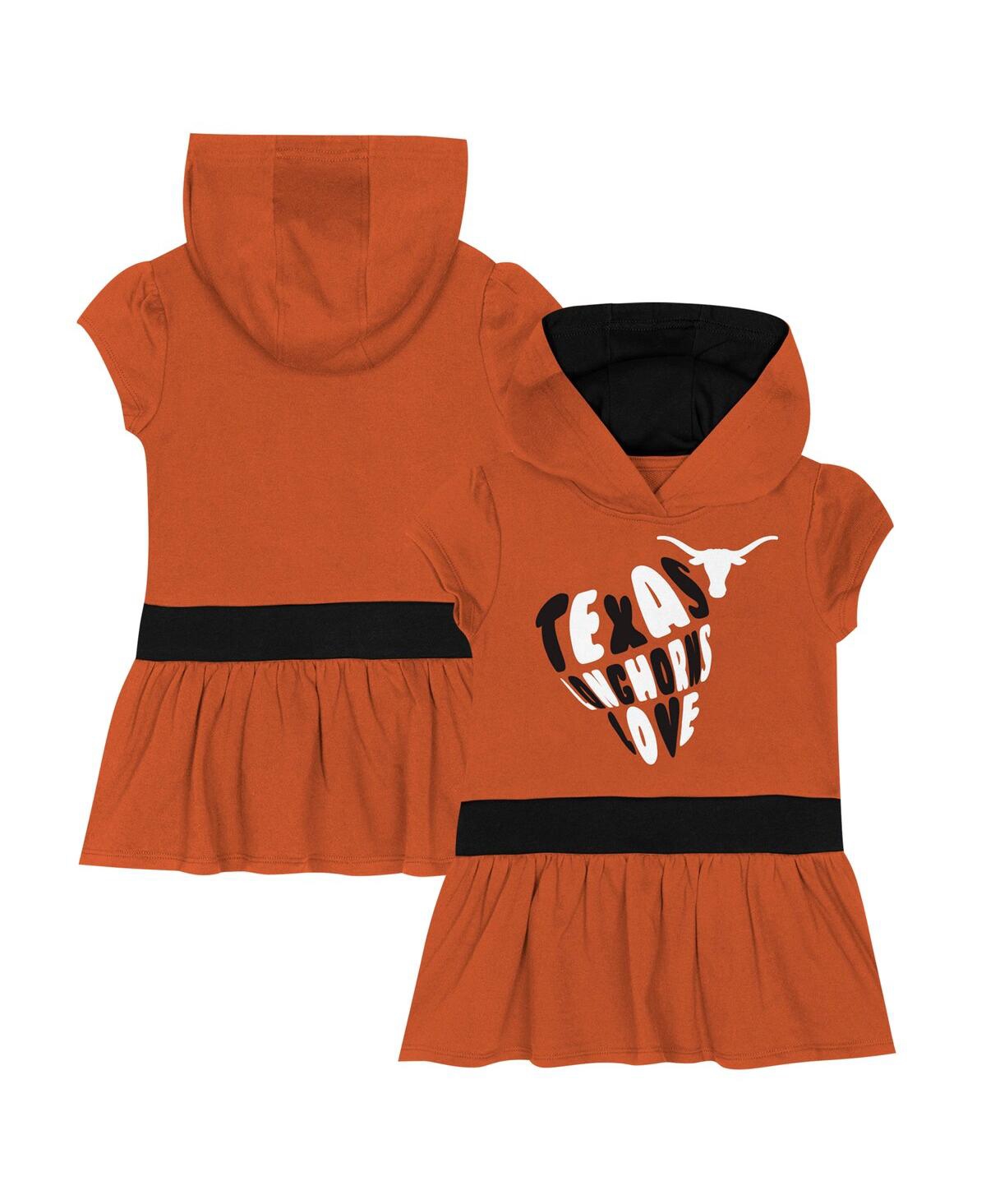 Outerstuff Girls Toddler Texas Orange Texas Longhorns Team Love French Terry Hoodie Dress In Orange