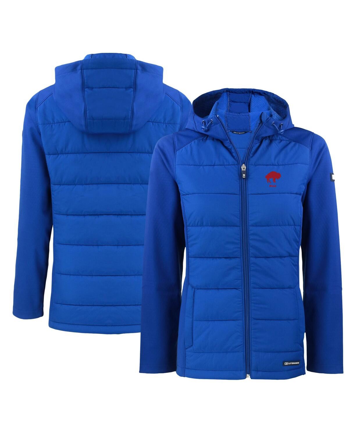Cutter & Buck Women's Royal Buffalo Bills Throwback Evoke Hybrid Eco Softshell Full-zip Hoodie Jacket In Blue