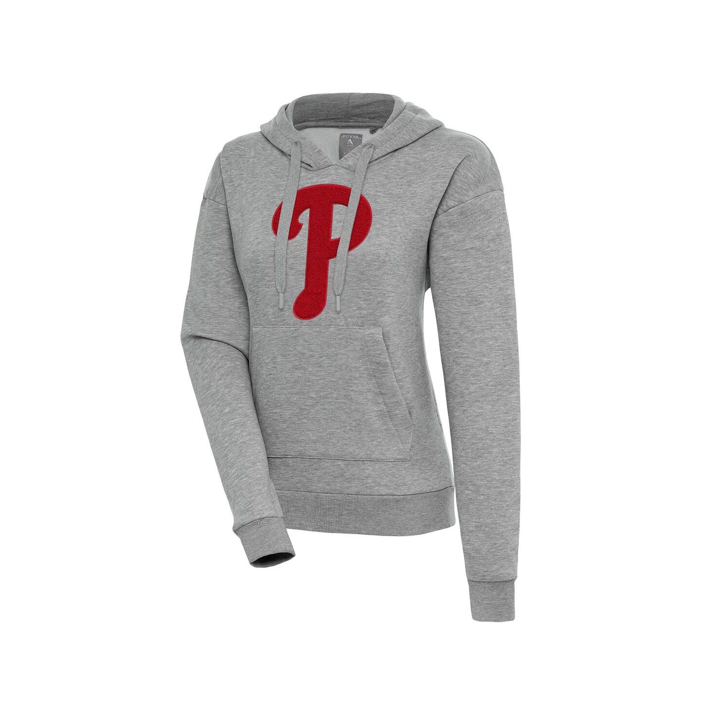 Женское худи Antigua Heather Gray Philadelphia Phillies Victory Pullover — фото 1