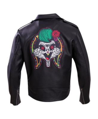 Men's Black Looney Tunes Lola Bunny Biker Full-Zip Jacket