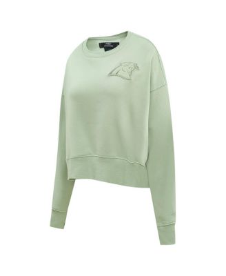 Women's Light Green Carolina Panthers Oversized Cropped Neutral Pullover Sweatshirt