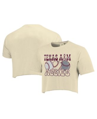 Women's Natural Texas A&M Aggies Comfort Colors Baseball Cropped T-Shirt