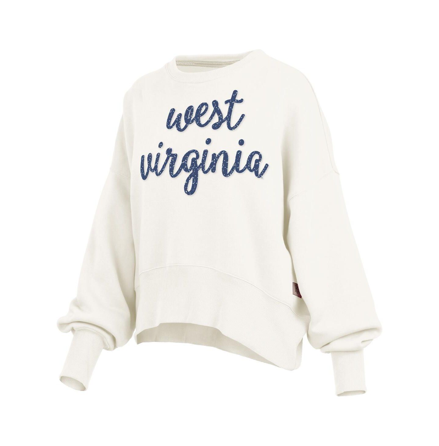 Женские толстовки Pressbox Cream West Virginia Mountaineers Oversized Chelsea Waist Length Pullover — фото 3