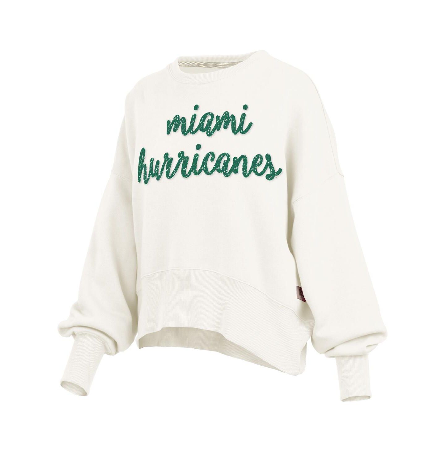 Женская толстовка Pressbox Cream Miami Hurricanes Oversized Chelsea Waist Length Pullover — фото 3