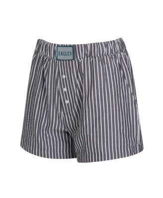Women's 2-Pack Black Philadelphia Eagles Stripes and Solids Boxer Shorts Set