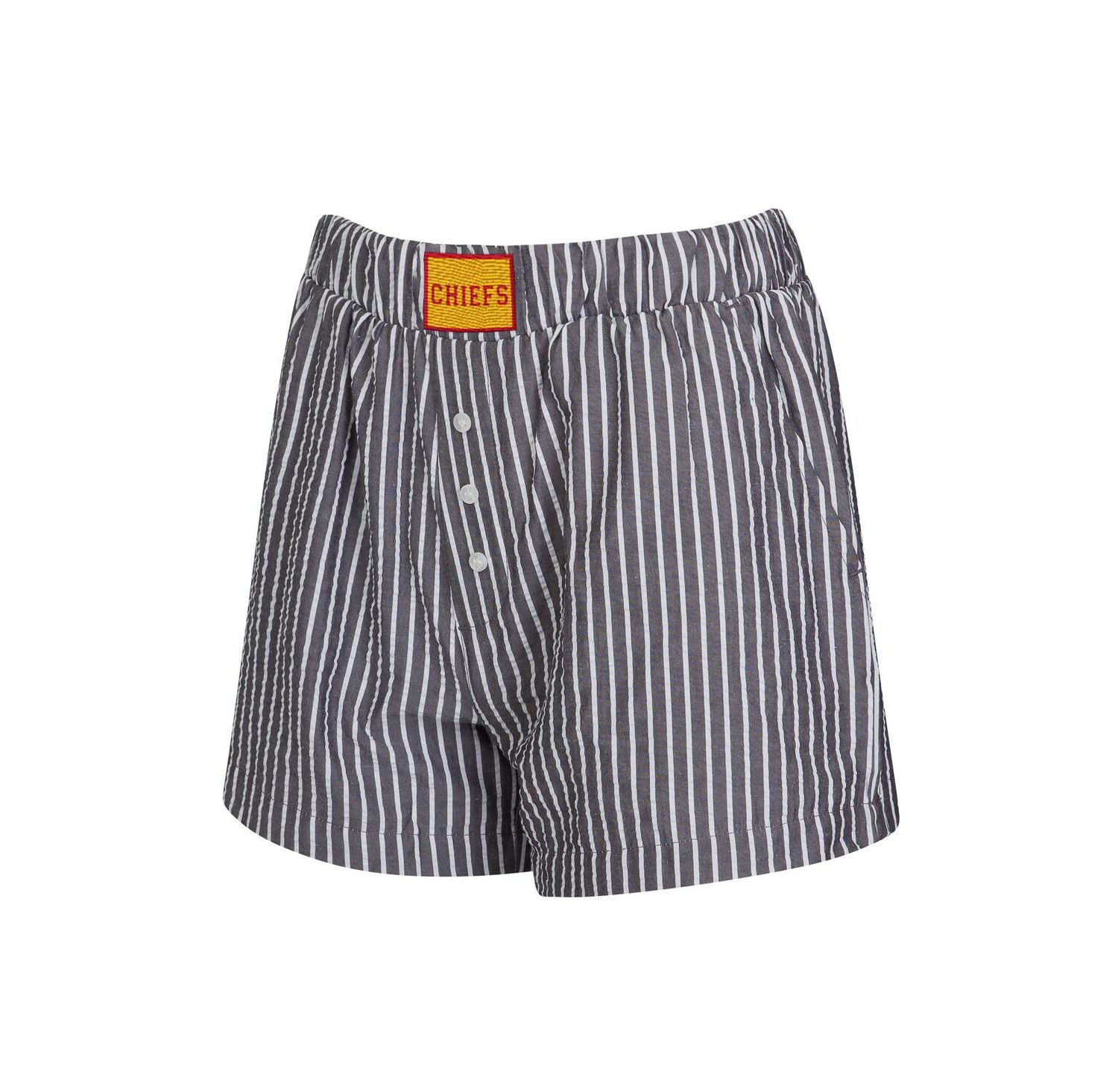 Women's 2-Pack Black Kansas City Chiefs Stripes and Solids Boxer Shorts Set