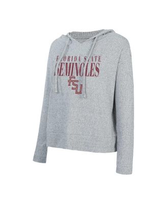 Women's Heather Gray Florida State Seminoles Juniper Soft Modest Cropped Long Sleeve Hoodie Top