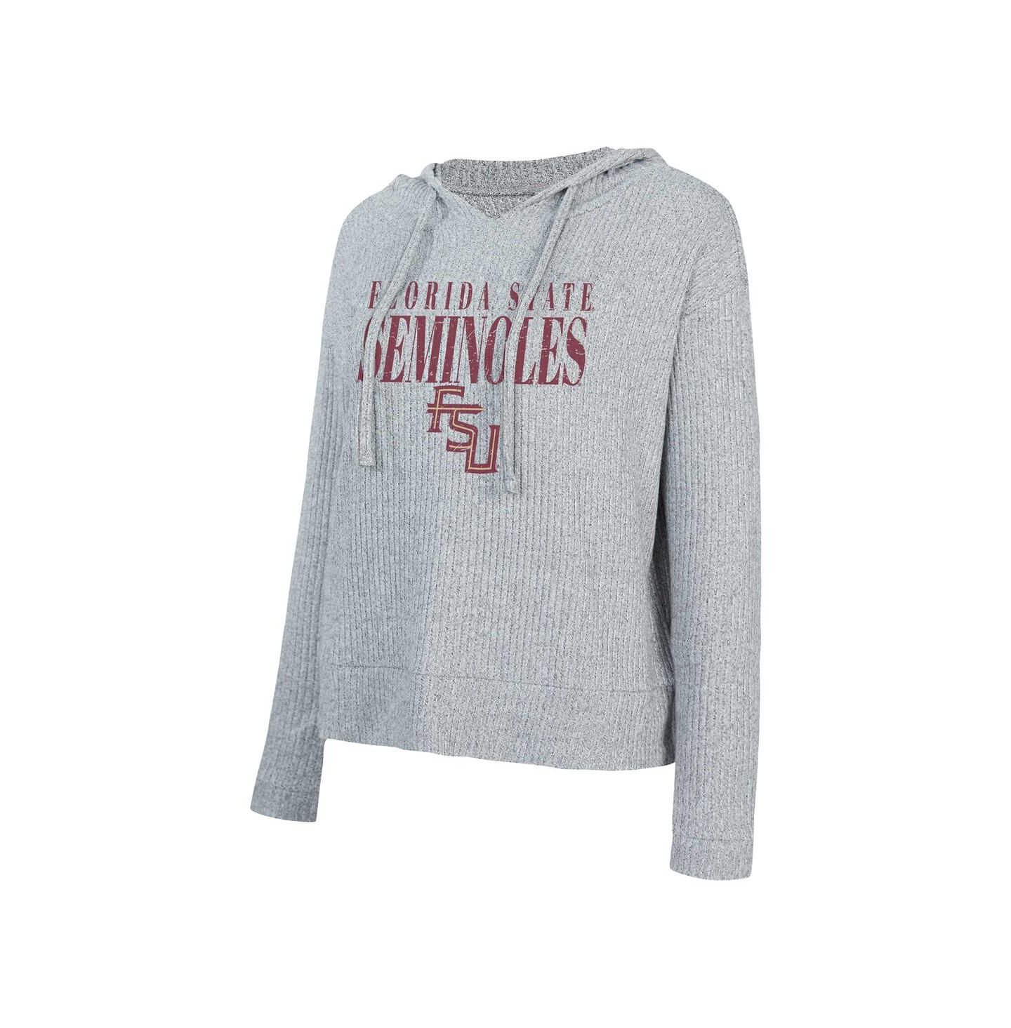 Женское худи Concepts Sport Heather Gray Florida State Seminoles Juniper Soft Modest Cropped Long Sleeve Top — фото 3