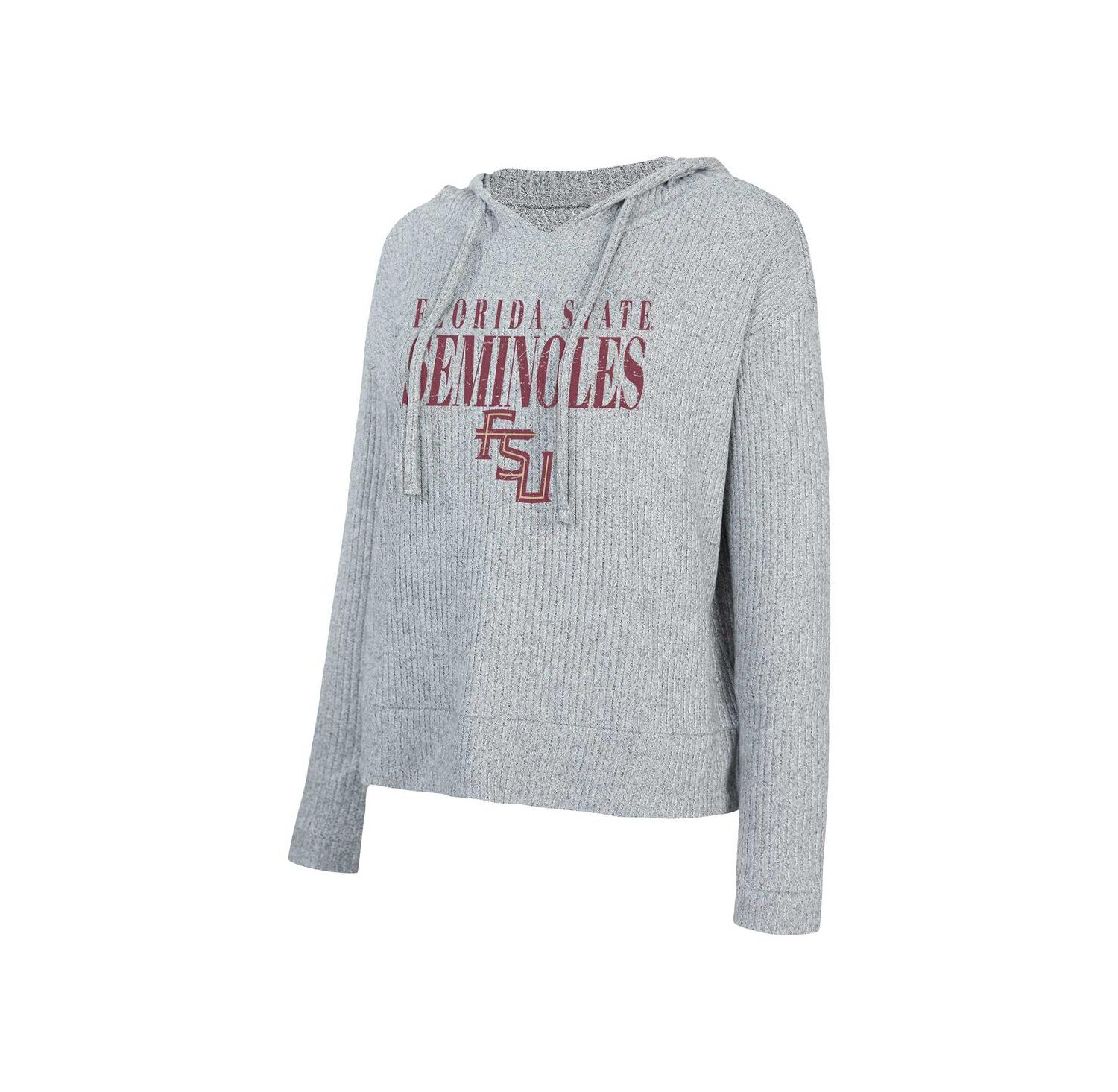 Women's Heather Gray Florida State Seminoles Juniper Soft Modest Cropped Long Sleeve Hoodie Top