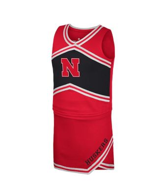 Big Girls 2-Piece Scarlet Nebraska Huskers Cheerleader Top and Skirt Set