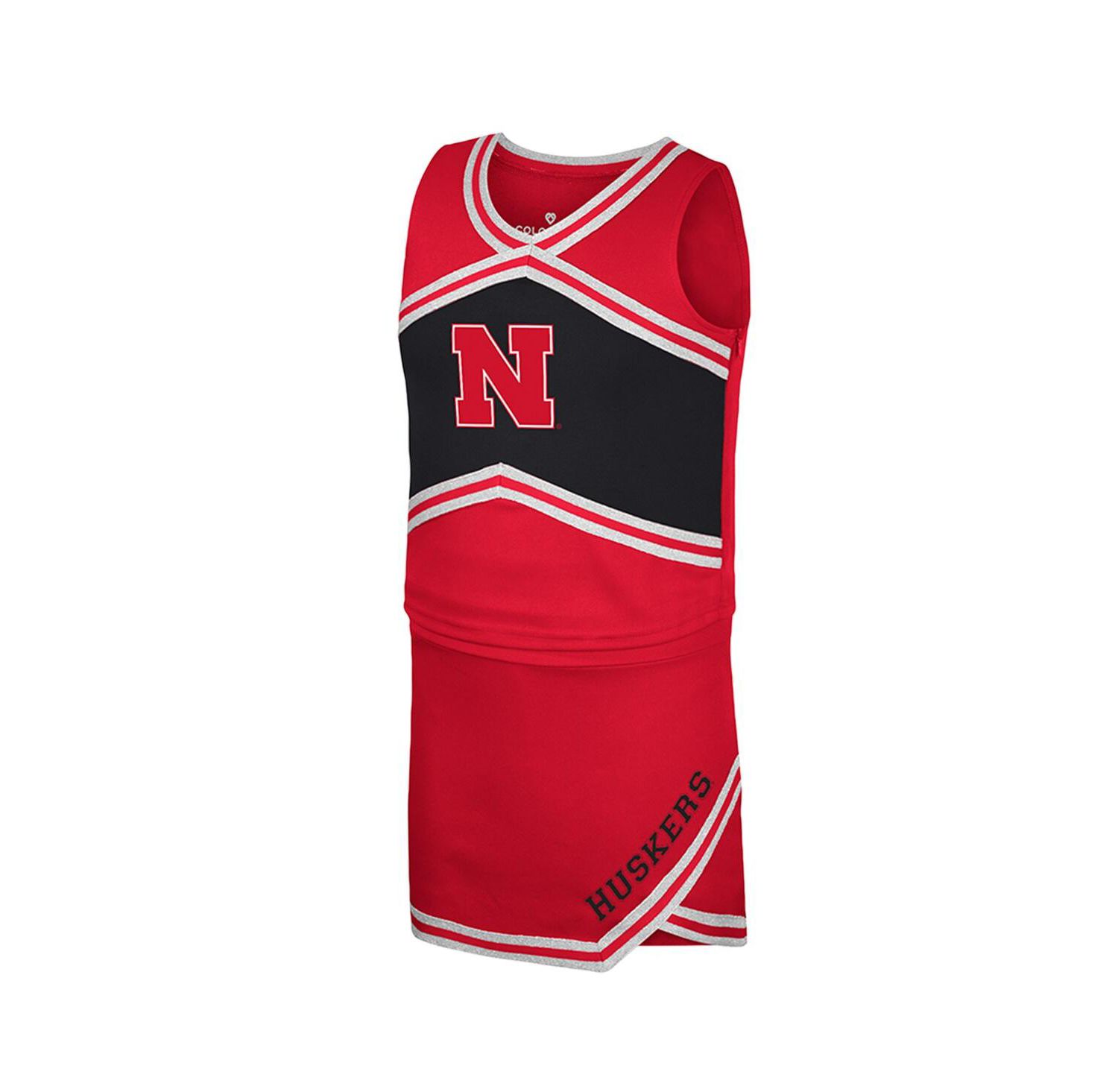 Big Girls 2-Piece Scarlet Nebraska Huskers Cheerleader Top and Skirt Set