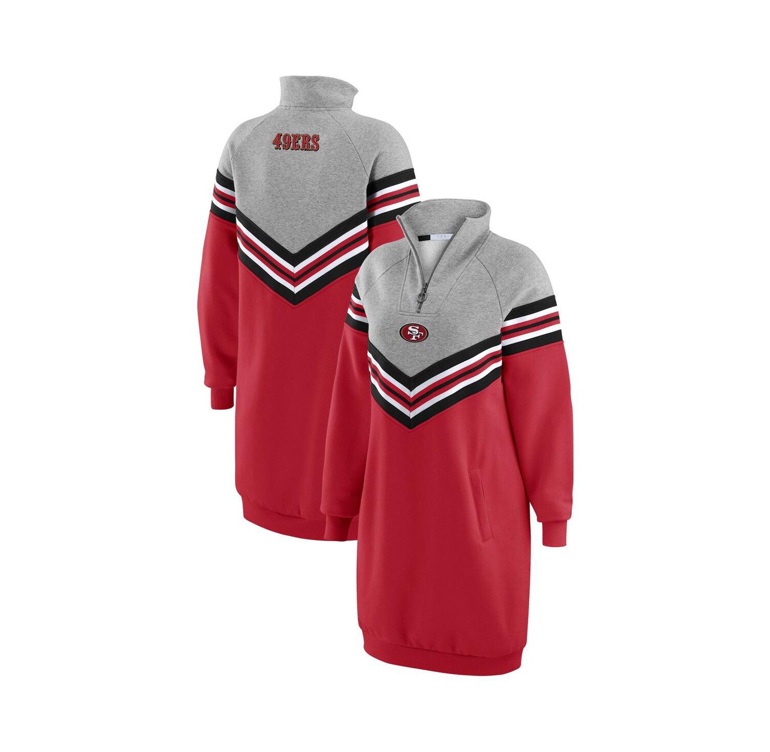 Women's Scarlet/Heather Gray San Francisco 49ers Chevron Stripe Dress