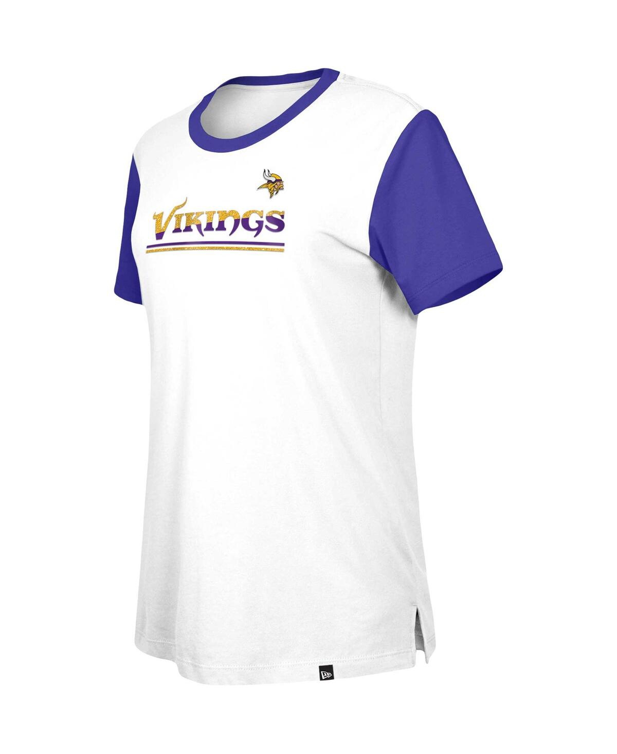 New Era Women's White/purple Minnesota Vikings Third Down Color Lock T-shirt In Multi