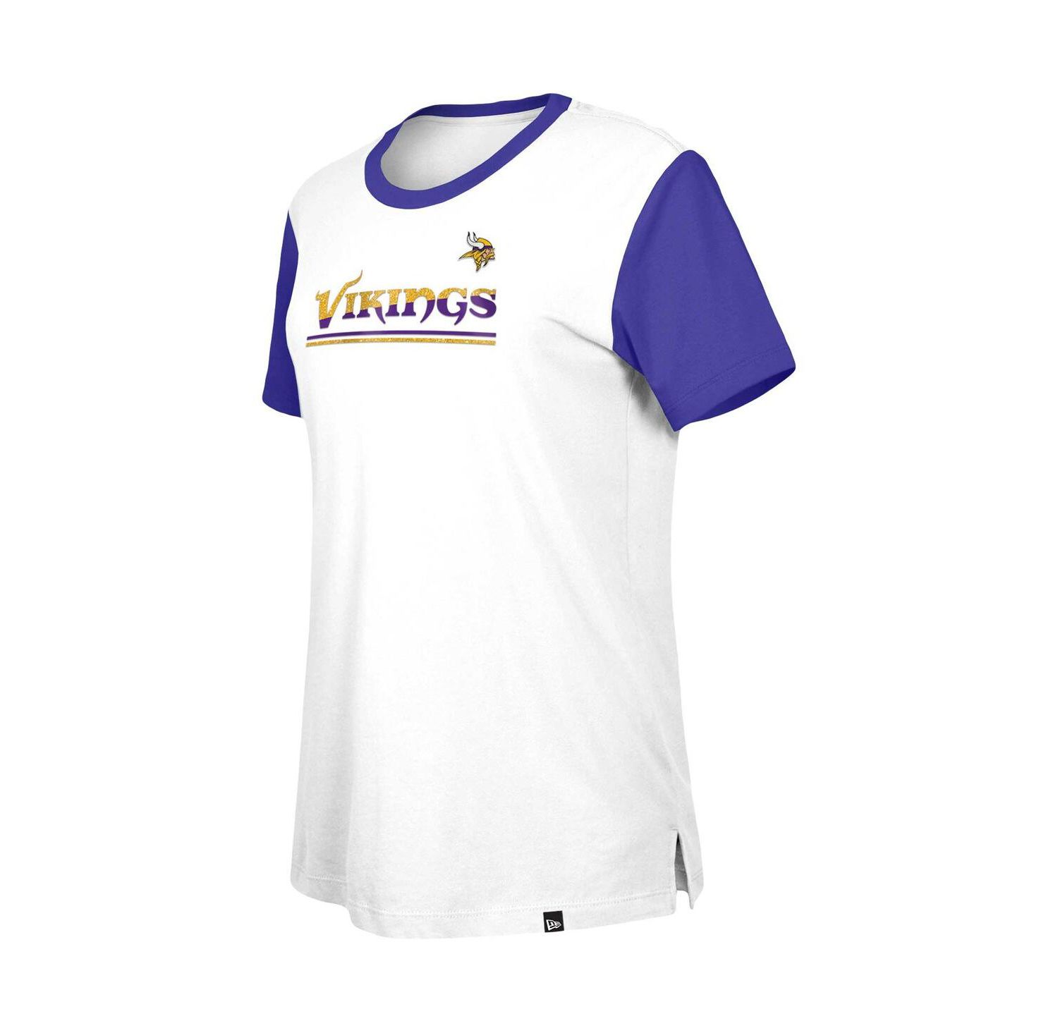 Women's White/Purple Minnesota Vikings Third Down Color Block T-Shirt