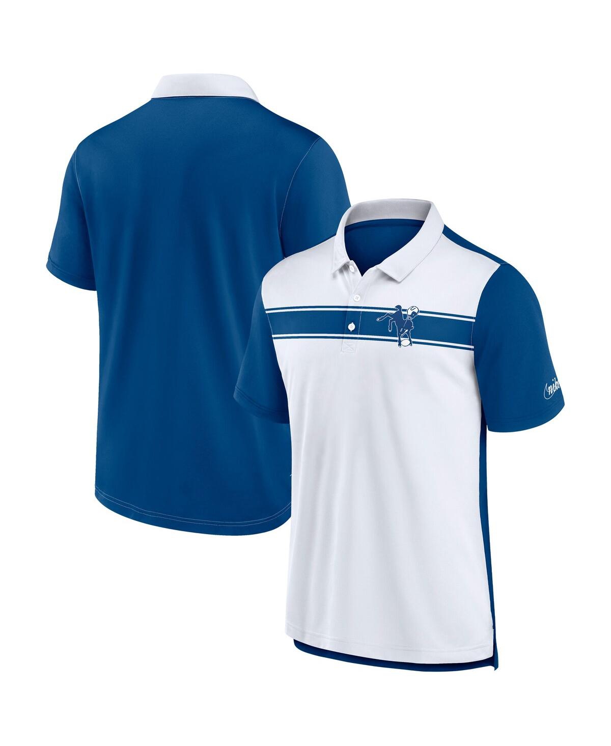 Nike Men's White/royal Indianapolis Colts Rewind Pique Polo Shirt In Multi