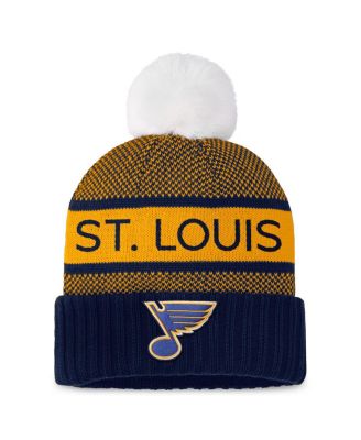 Fanatics - Women's Navy/Gold St. Louis Blues Authentic Pro Rink Cuffed with Pom Knit Hat