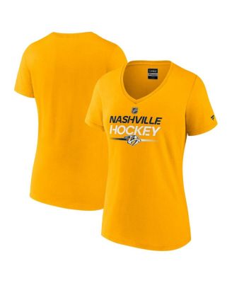 Fanatics - Women's Gold Nashville Predators Authentic Pro Primary V-Neck T-Shirt