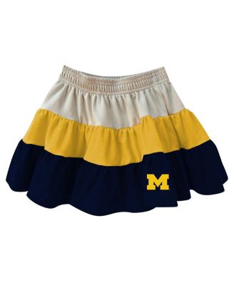 Girls Toddler 2-Piece Tan Michigan Wolverines Tri-Blend Sleeveless Full Zip Hoodie and Tiered Skirt Set