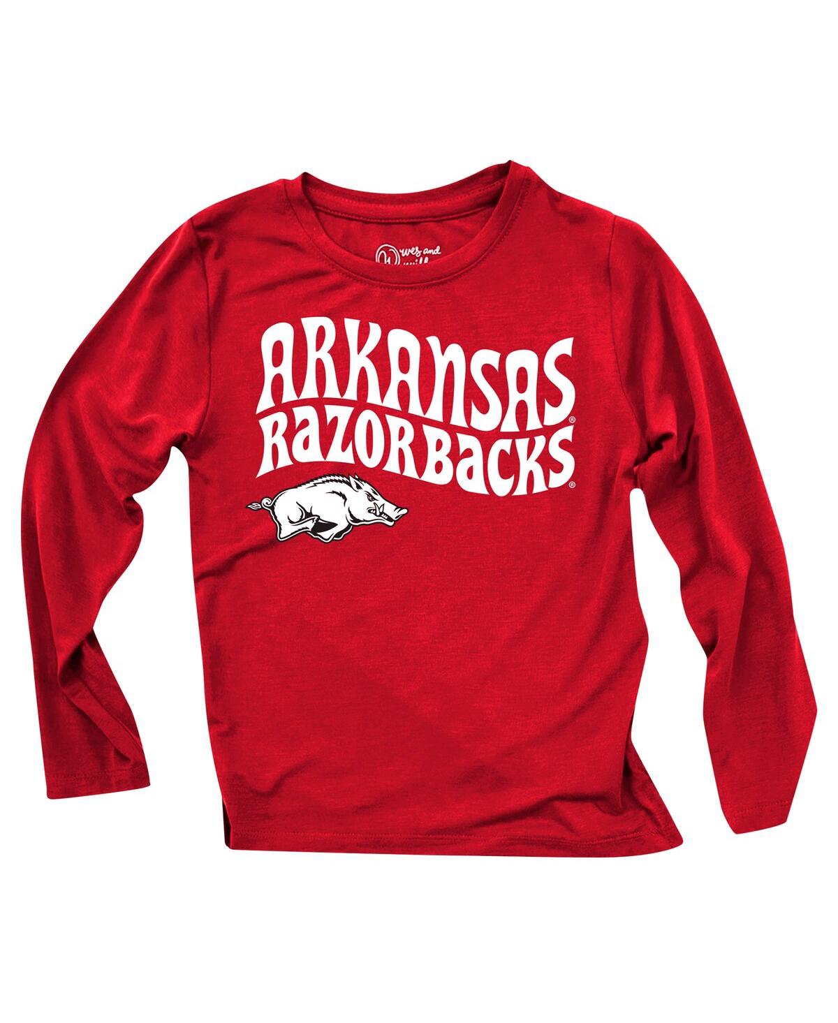 Wes & Willy Baby Boys And Girls Arkansas Razorbacks Long Sleeve Top And Striped Tri-blend Leggings Set In Red
