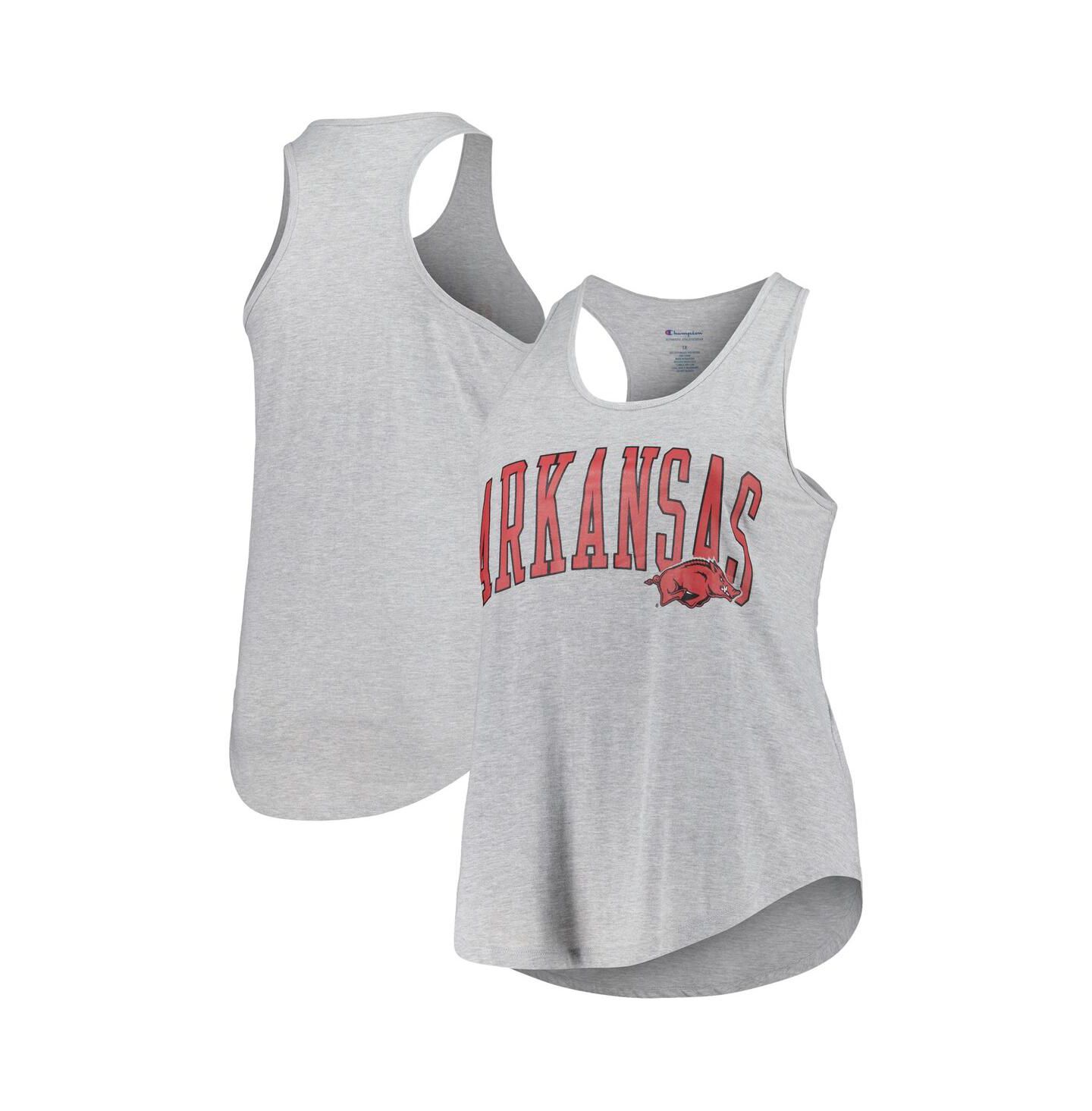 Женский топ Profile Heather Gray Arkansas Razorbacks Arch Logo Racerback Scoop Neck — фото 1