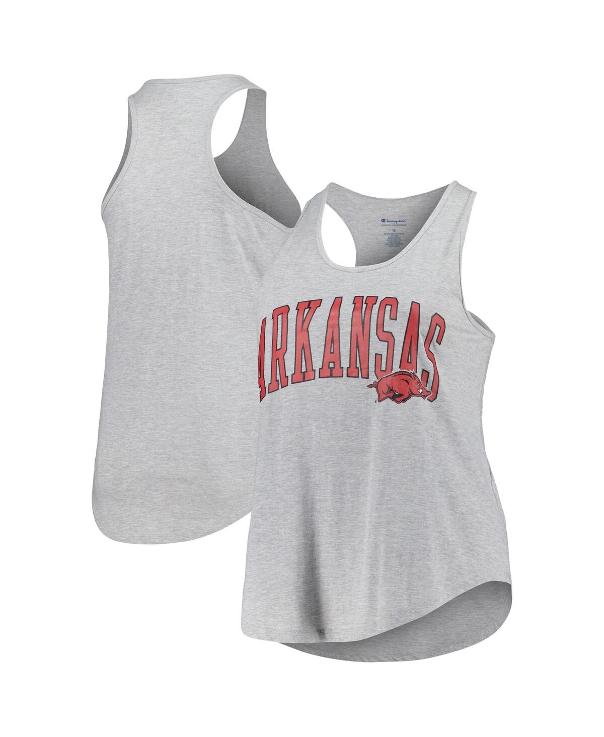 Profile Women's Heather Gray Arkansas Razorbacks Arch Logo Racerback Scoop Neck Tank Top In Gray