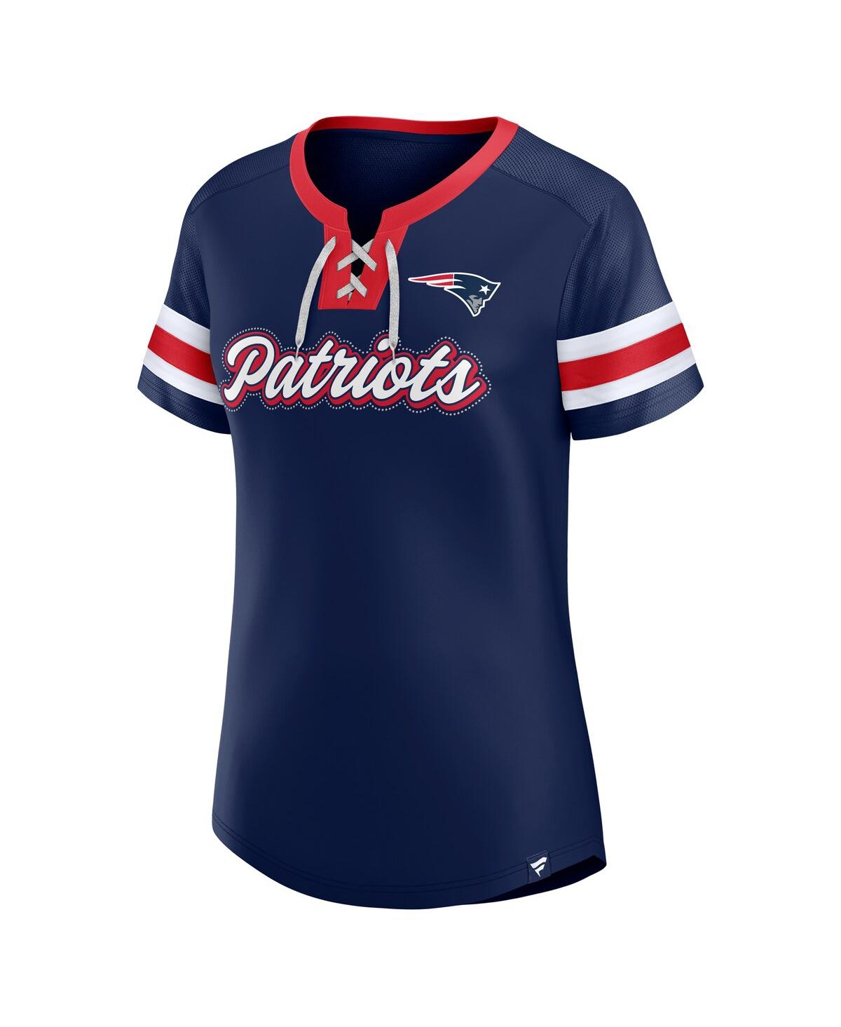 Fanatics Women's  Navy New England Patriots Plus Size Original State Lace-up T-shirt In Blue