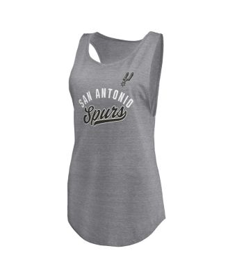 Women's Heathered Gray San Antonio Spurs Quality Time Open Scoop Neck Tri-Blend Tank Top