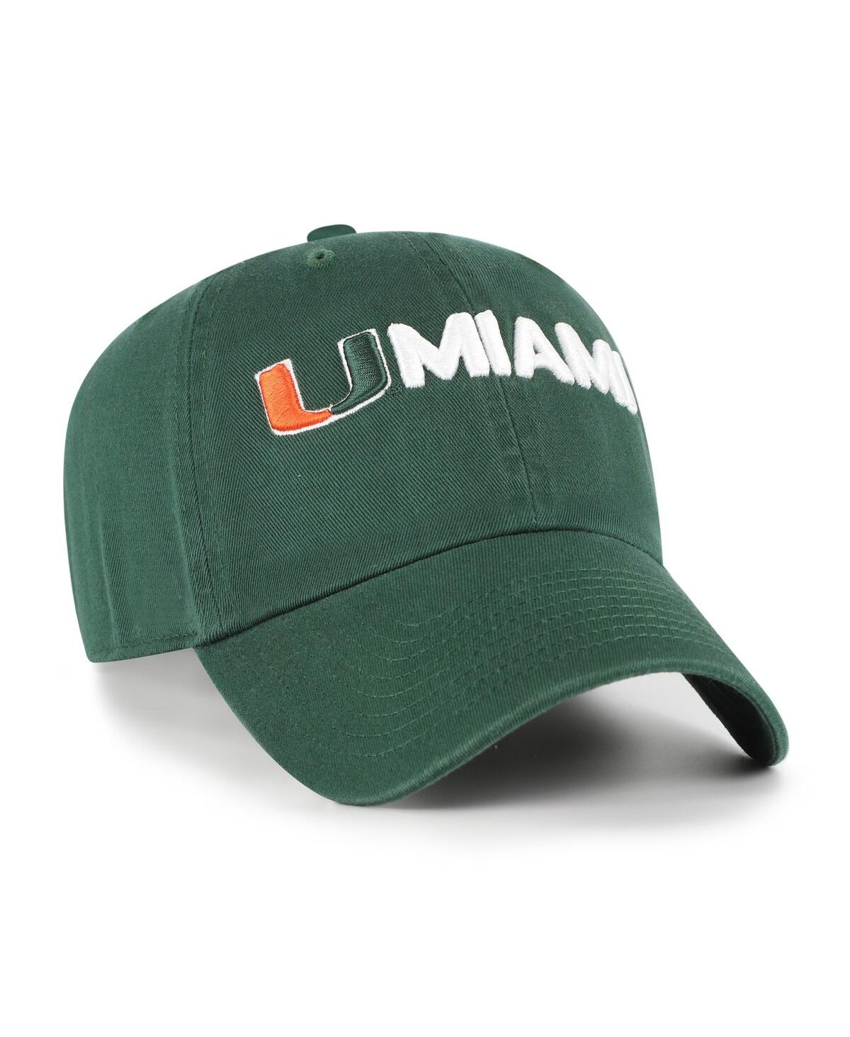 47 Brand Men's Green Miami Hurricanes Clean Up Adjustable Hat In Green