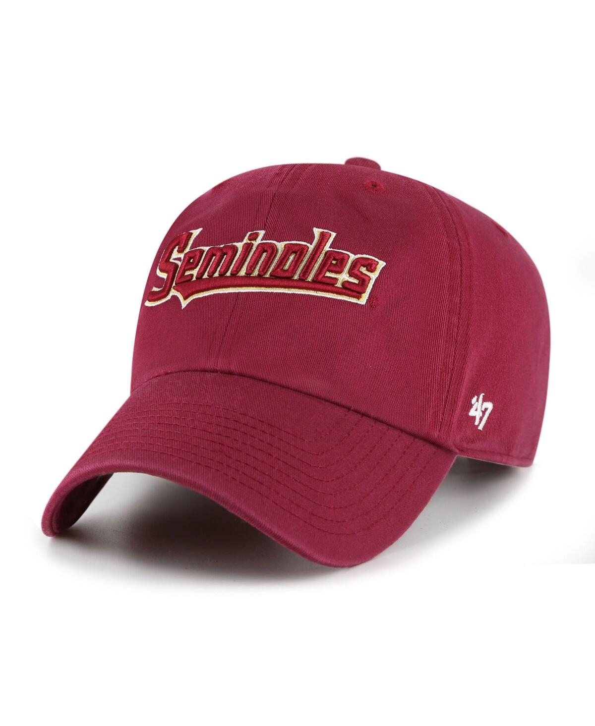 47 Brand Men's Garnet Florida State Seminoles Clean Up Adjustable Hat In Burgundy