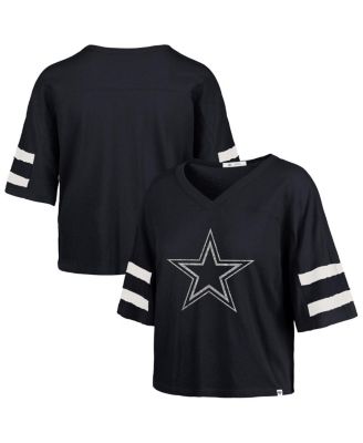 '47 Brand - Women's Navy Dallas Cowboys Premier Scout Cropped V-Neck T-Shirt