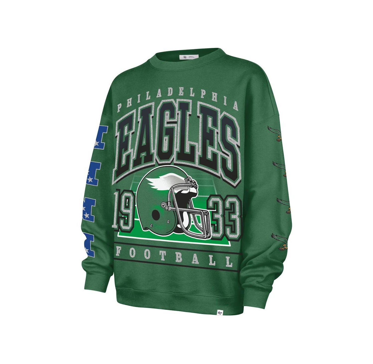 Women's Kelly Green Philadelphia Eagles Go Big Oversized Pullover Sweatshirt