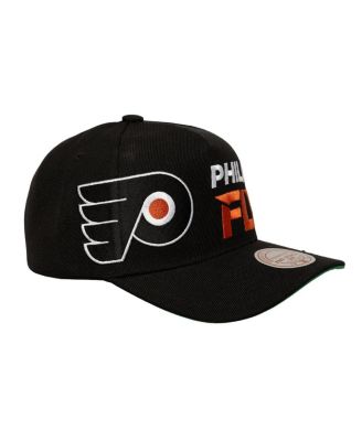 Men's Black Philadelphia Flyers Busted Logo Wordmark Wrap-Around Pro Pinch Adjustable Hat