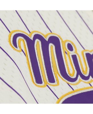 Men's Randy Moss Cream Minnesota Vikings Name Number Mesh Button-Up Baseball Jersey