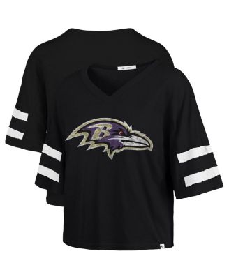 '47 Brand - Women's Black Baltimore Ravens Premier Scout Cropped V-Neck T-Shirt