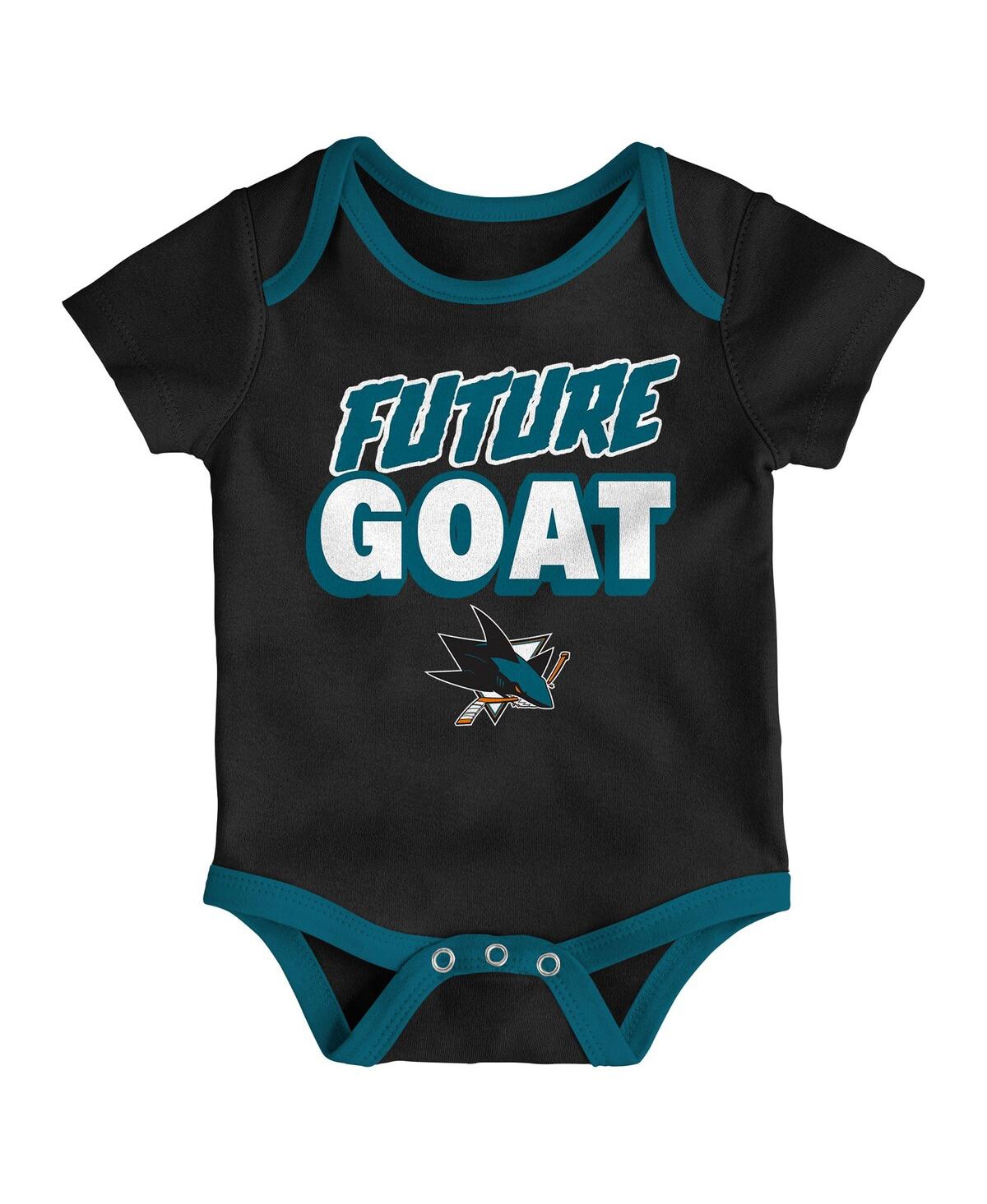 Outerstuff Newborn 3-pack San Jose Sharks Loyal Buddies Bodysuit Set In Multi