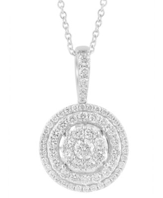 EFFY&reg; Diamond Concentric Circle 18" Pendant Necklace (3/4 ct. t.w.) in 14k White Gold