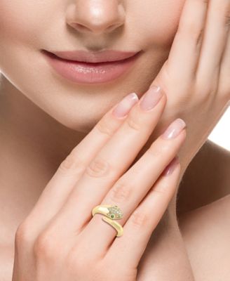 EFFY&reg; Diamond (1/8 ct. t.w.) & Emerald (1/20 ct. t.w.) Serpent Wrap Ring in 14k Gold