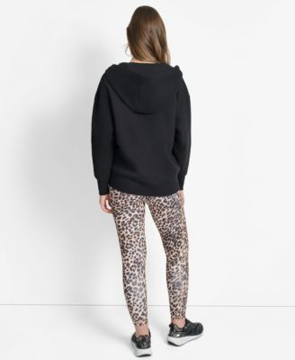 Women's Woven Patch Oversized Full Zip Jacket Hoodie