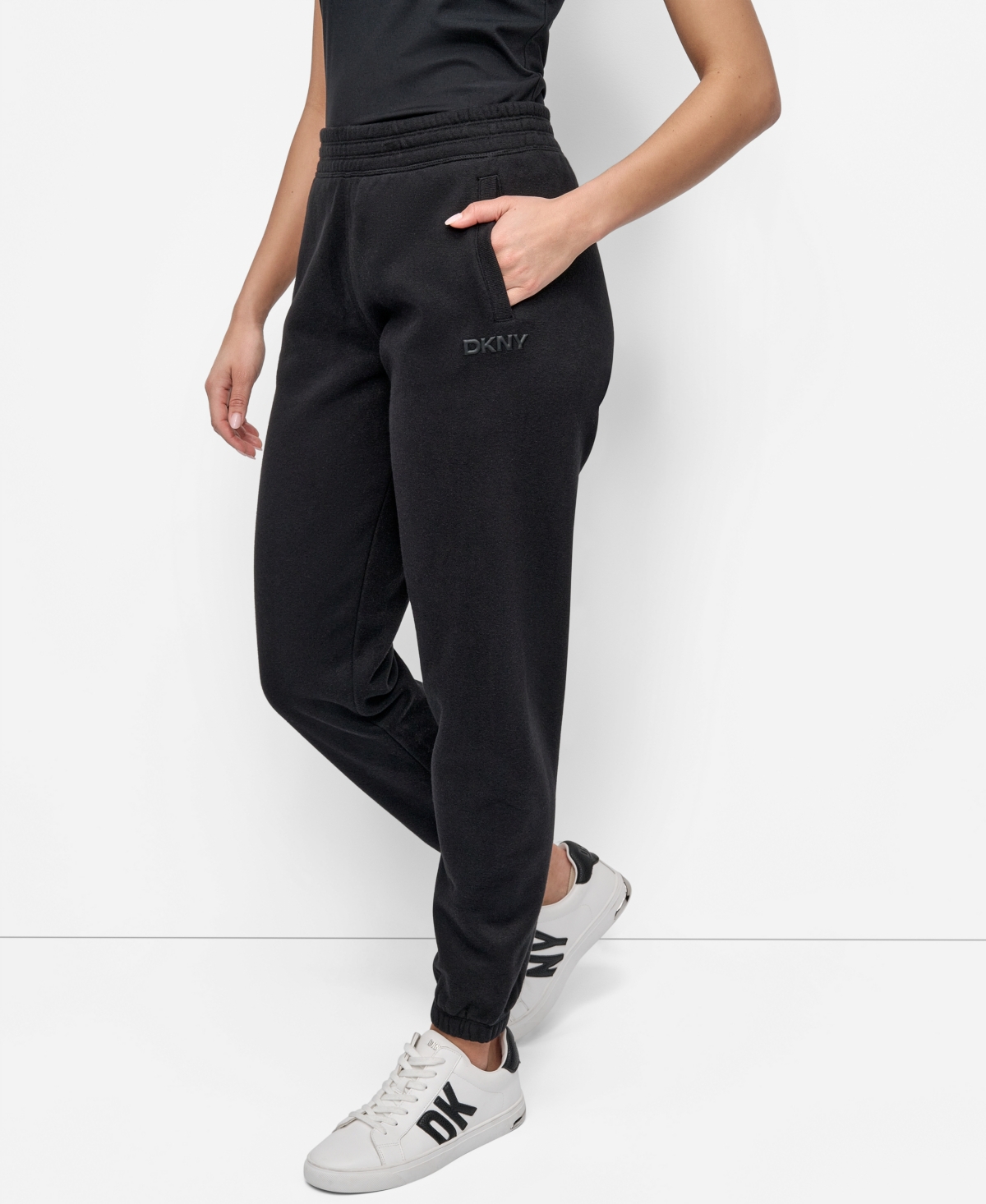 Dkny Women's Hd Logo High Waist Relaxed Joggers In Black