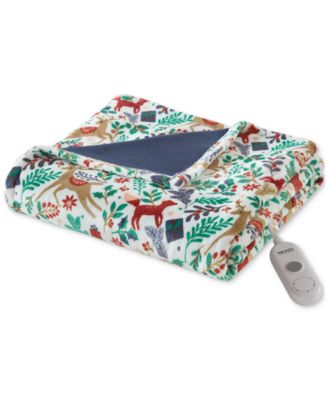 Heated Novelty Reversible Printed Electric Plush Throw, 50" x 60"