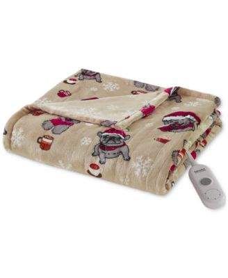 Heated Novelty Reversible Printed Electric Plush Throw, 50" x 60"