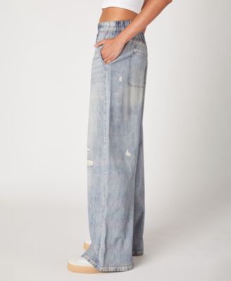 Women's Wide Leg Knit Denim Pants