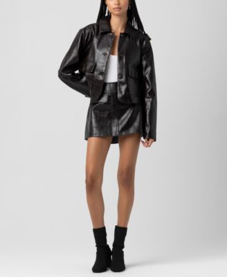 Women's Faux Leather Embossed Jacket
