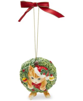 Spode - Christmas Tree Kitten In Wreath Ornament