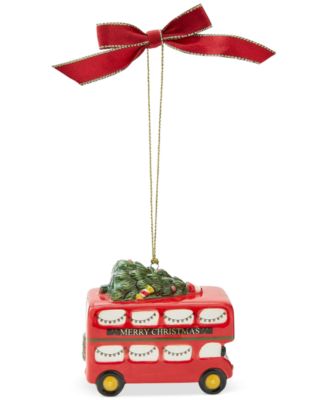 Christmas Tree Brit Double Decker Bus Ornament