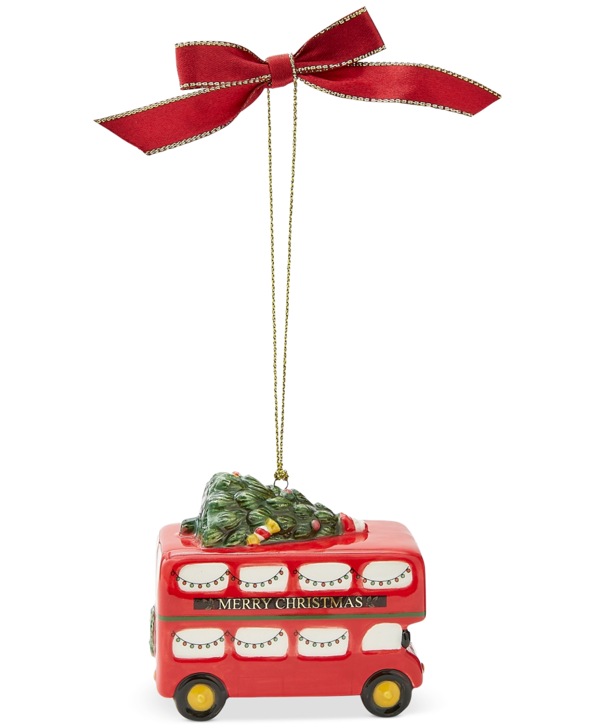 Spode Christmas Tree Brit Double Decker Bus Ornament In Green