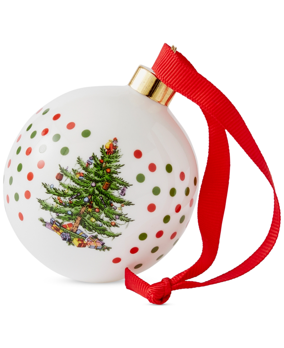 Spode Christmas Tree Polka Dot Porcelain Ball Ornament In Multi