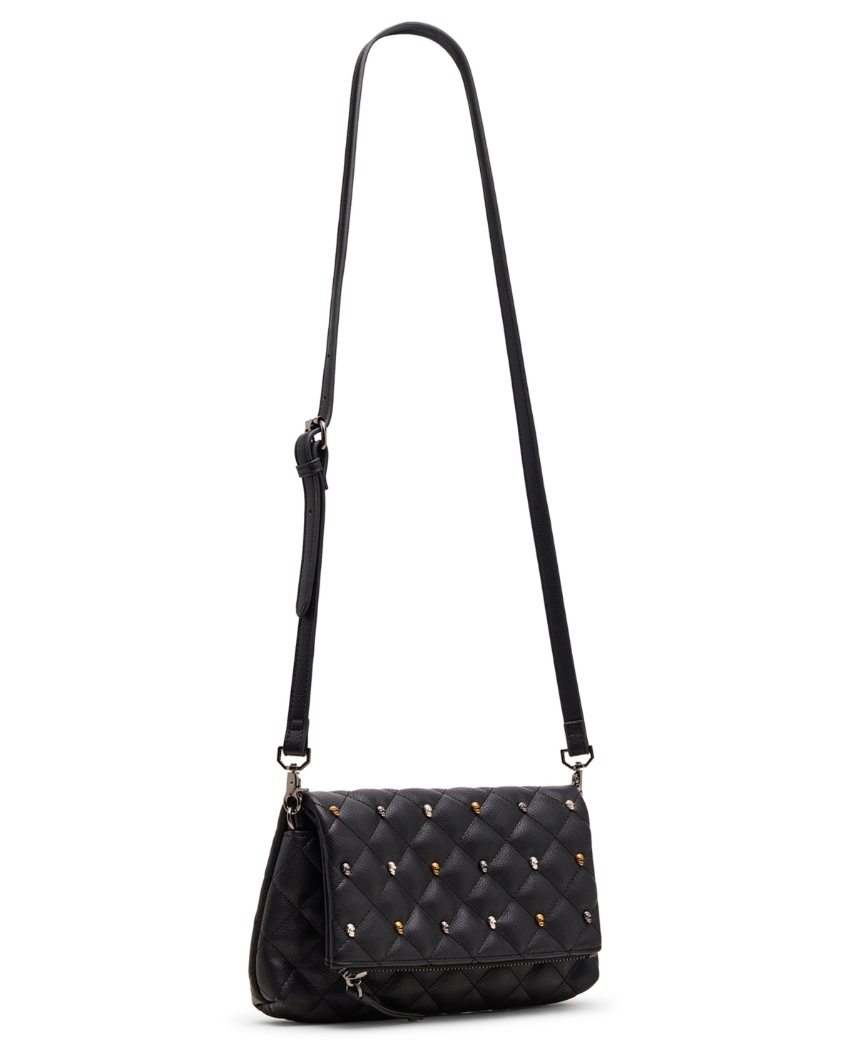 Betsey Johnson Jaw Dropping Quilt Tunnel Flap Clutch Bag In Black